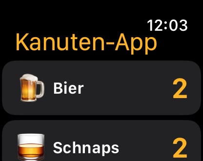 Stammtisch-Zähler im Apple-Watch-Simulator